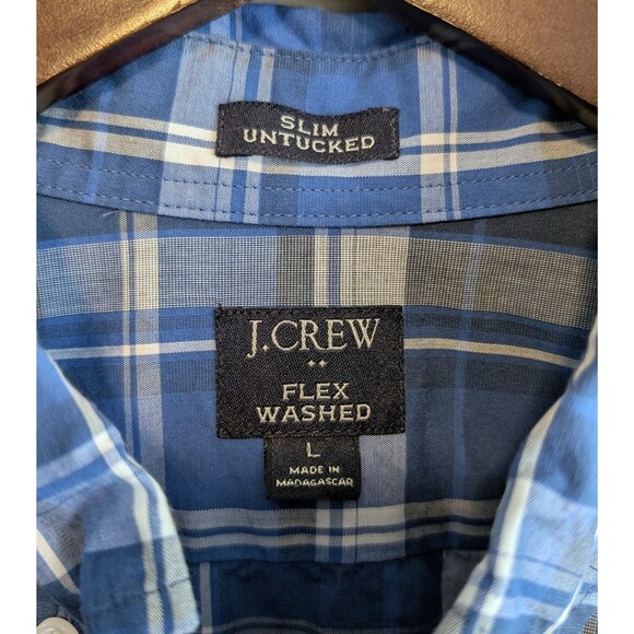 J.Crew Size Large Mens Shirt Untucked Slim Stretch Flex Washed Blue Button L - Picture 2 of 5